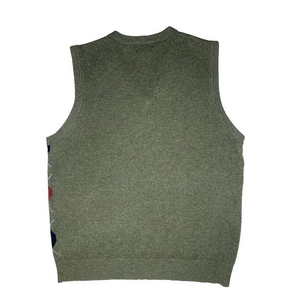 LL Bean Lambswool Sweater Vest Men Large Argyle Grandpa Vintage Academia Preppy - Picture 2 of 8